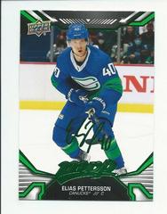 Elias Pettersson [Green Script] Hockey Cards 2022 Upper Deck MVP Prices