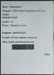 Stephen Curry [Fractal] Basketball Cards 2020 Panini Revolution Autographs Prices