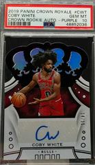 Coby White [Purple] #CR-CWT Basketball Cards 2019 Panini Crown Royale Rookie Autographs Prices