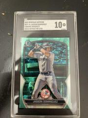 Jasson Dominguez [Sapphire Aqua] Baseball Cards 2023 Bowman Chrome Prospects Prices