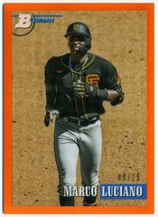 Marco Luciano [Chrome Prospect Orange] #216 Baseball Cards 2021 Bowman Heritage Prices