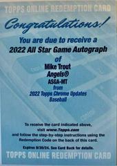 Mike Trout Baseball Cards 2022 Topps Chrome Update All Star Game Autographs Prices