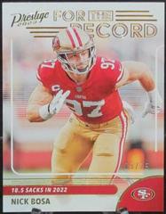 Nick Bosa [Gold] #13 Football Cards 2023 Panini Prestige For the Record Prices
