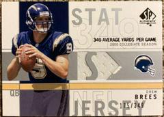 Drew Brees [349 Avg. Yards] #SP-DB Football Cards 2001 SP Authentic Stat Jerseys Prices