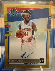 Saddiq Bey [Autograph Gold] #169 Basketball Cards 2020 Panini Donruss Optic Prices