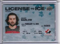 Colby Barlow Hockey Cards 2023 Upper Deck Team Canada Juniors License to Ice Prices