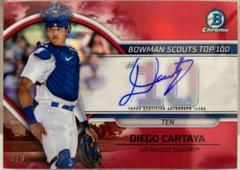 Diego Cartaya [Autograph Red] Baseball Cards 2023 Bowman Scouts Top 100 Prices