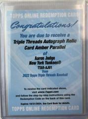 Aaron Judge [Amethyst] #TTAR-AJU1 Baseball Cards 2022 Topps Triple Threads Autograph Relic Prices