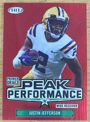 Justin Jefferson [Red] #PK-JJ1 Football Cards 2020 Sage Hit Peak Performance Prices