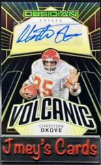 Christian Okoye [Electric Etch Yellow] #18 Football Cards 2023 Panini Obsidian Volcanic Signature Prices