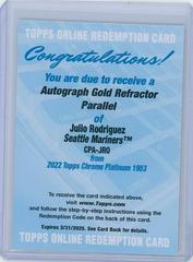 Julio Rodriguez [Gold] #CPA-JRO Baseball Cards 2022 Topps Chrome Platinum Anniversary Autographs Prices