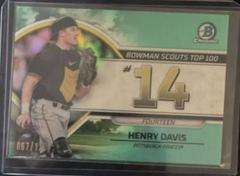 Henry Davis [Aqua] Baseball Cards 2023 Bowman Scouts Top 100 Prices