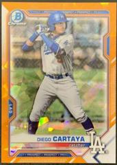 Diego Cartaya [Orange Refractor] #BDC-155 Baseball Cards 2021 Bowman Draft Chrome Prices