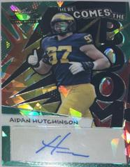 Aidan Hutchinson [Crystal Green] Football Cards 2022 Leaf Valiant Autographs Here Comes the Boom Prices