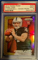 Derek Carr [Two Hands on Ball Panini Prizm] #257 Football Cards 2014 Panini Prizm Prices
