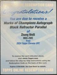Zhang Weili [Black Refractor] #MOC-ZWE Ufc Cards 2024 Topps Chrome UFC Marks of Champions Autograph Prices