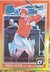 Shohei Ohtani [Batting Red, Yellow] #56 Baseball Cards 2018 Panini Donruss Optic Prices