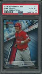 Mike Trout [Blue Refractor] Baseball Cards 2016 Bowman's Best Prices