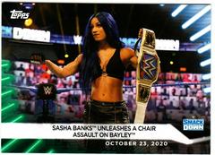 Sasha Banks Unleashes a Chair Assault on Bayley [Green] Wrestling Cards 2021 Topps WWE Women's Division Prices