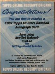 Aaron Judge #87ASA-AJ Baseball Cards 2022 Topps 1987 All Stars Autographs Prices