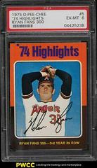 '74 Highlights [Nolan Ryan] Baseball Cards 1975 O Pee Chee Prices