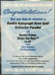 Wander Franco [Rose Gold] #RA-WF Baseball Cards 2022 Bowman Sterling Rookie Autographs Prices