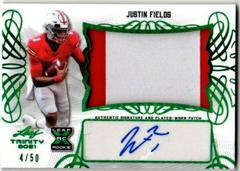 Justin Fields [Green] #PA-JF1 Football Cards 2021 Leaf Trinity Patch Autographs Prices