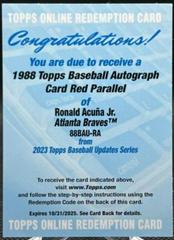 Ronald Acuna Jr. [Red] #88BAU-RA Baseball Cards 2023 Topps Update 1988 Autographs Prices