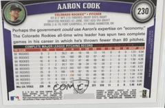 Aaron Cook [Cognac Diamond Anniversary] #230 Baseball Cards 2011 Topps Prices
