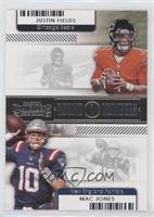 justin fields mac jones Football Cards 2021 Panini Contenders Round Numbers Dual Prices