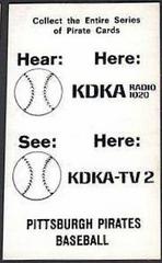 Maury Wills #30 Baseball Cards 1968 KDKA Pittsburgh Pirates Prices