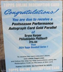 Bryce Harper [Gold] #PPA-BH Baseball Cards 2024 Topps Postseason Performance Autograph Prices