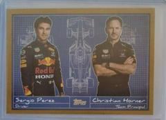 Christian Horner, Sergio Perez [Gold] #D-14 Racing Cards 2021 Topps Formula 1 Debrief Prices