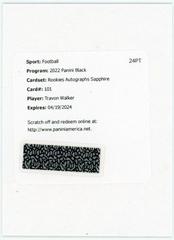 Travon Walker [Autograph Sapphire] Football Cards 2022 Panini Black Prices
