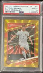 Kevin De Bruyne [Gold Laser] #11 Soccer Cards 2021 Panini Donruss Road to Qatar Prices