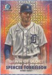 Spencer Torkelson [Orange Refractor] Baseball Cards 2021 Bowman Chrome Mega Box Mojo Dawn of Glory Prices