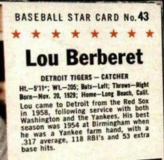 Lou Berberet [Hand Cut] Baseball Cards 1961 Post Cereal Prices