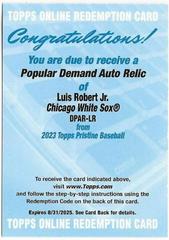 Luis Robert #DPAR-LR Baseball Cards 2023 Topps Pristine Popular Demand Autograph Relic Prices