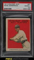 Heine Zimmerman #21 Baseball Cards 1914 Cracker Jack Prices