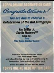Ken Griffey Jr. #KIDA-KG4 Baseball Cards 2024 Topps Celebration of the Kid Autograph Prices