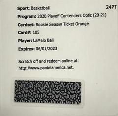 LaMelo Ball [Autograph Orange] #105 Basketball Cards 2020 Panini Contenders Optic Prices