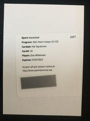 Zion Williamson #HS-ZWL Basketball Cards 2021 Panini Hoops Hot Signatures Prices