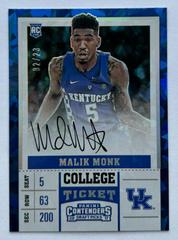Malik Monk [Blue Jersey Autograph Cracked Ice] #56 Basketball Cards 2017 Panini Contenders Draft Picks Prices