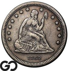 1862 Coins Seated Liberty Quarter Prices