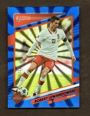 Robert Lewandowski [Blue Laser] Soccer Cards 2021 Panini Donruss Road to Qatar Prices