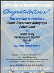Buster Posey Baseball Cards 2023 Topps Series 1 Reverence Autograph Patch Prices