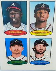 Hank Aaron, Austin Riley, Dansby Swanson, Ronald Acuna Jr. Baseball Cards 2023 Topps Heritage 1974 Stamps Prices