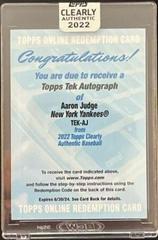 Aaron Judge #TEK-AJ Baseball Cards 2022 Topps Clearly Authentic Tek Autographs Prices