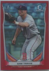 Sam Travis [Yellow Refractor] #63 Baseball Cards 2014 Bowman Chrome Mini Prices