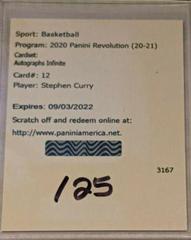 Stephen Curry [Infinite] Basketball Cards 2020 Panini Revolution Autographs Prices